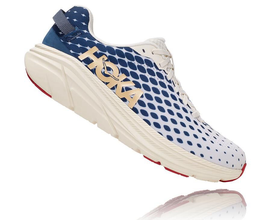 Hoka One One Mens Running Shoes - Rincon 2 - White/Blue - NBRQ94035